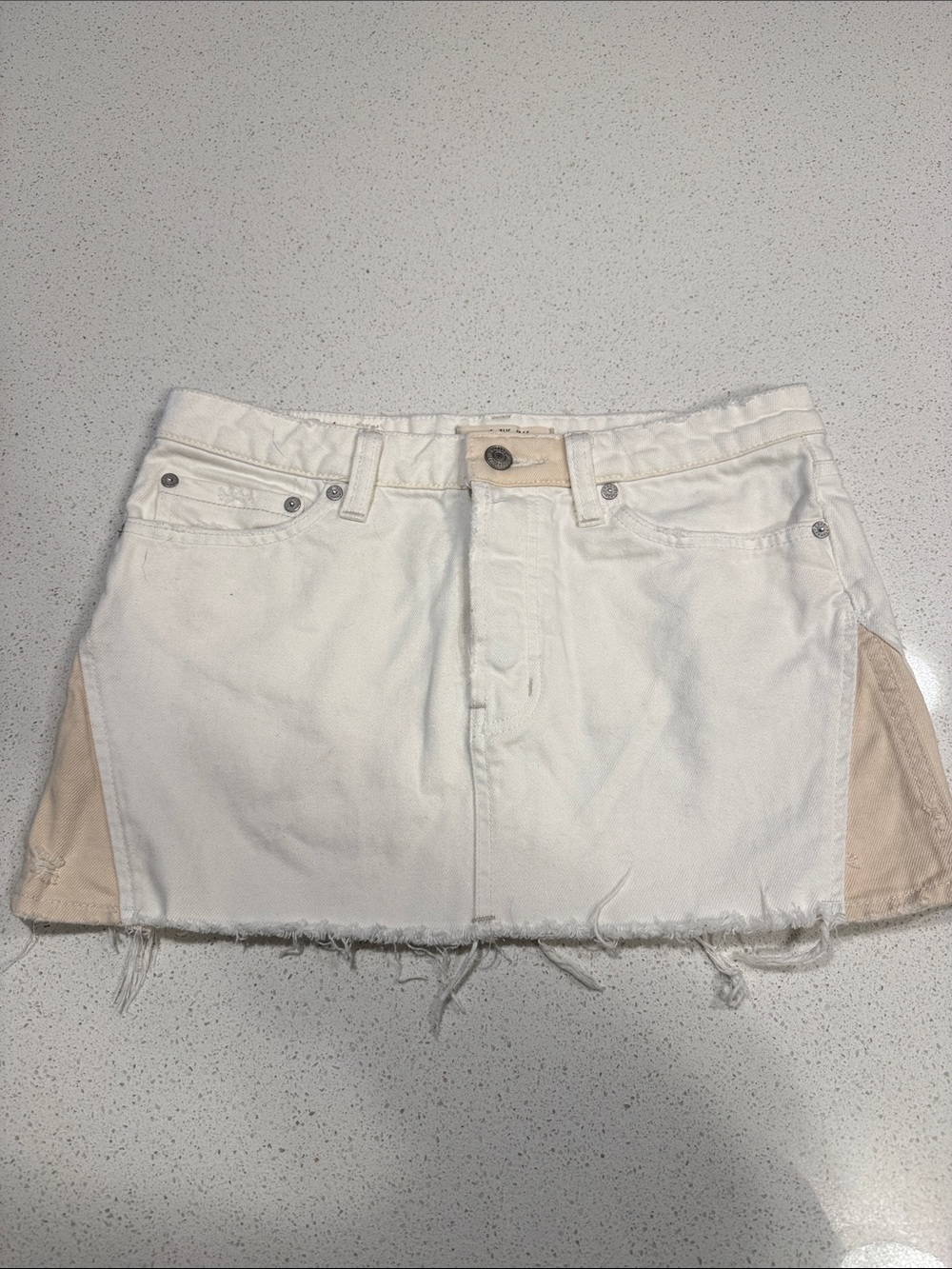 We The Free White Mini Skirt with Tan Side Panels